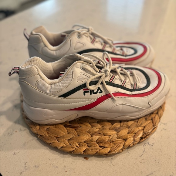 Mens Fila Men’s Sneakers White Red Hunter Green Size 12 - Picture 4 of 8